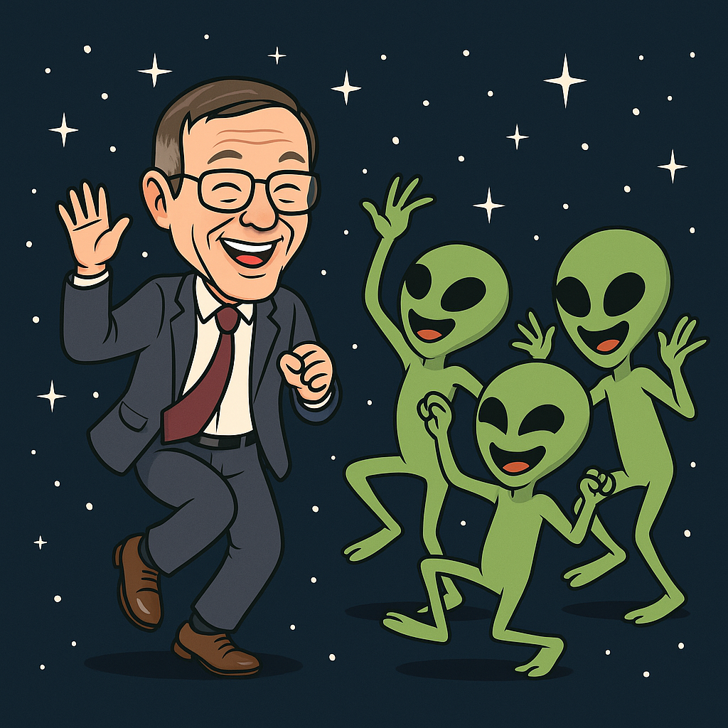 Avi Loeb dancing with an alien